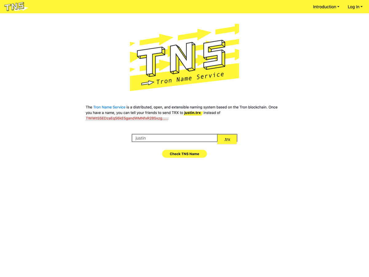 TNS — Tron Name Service