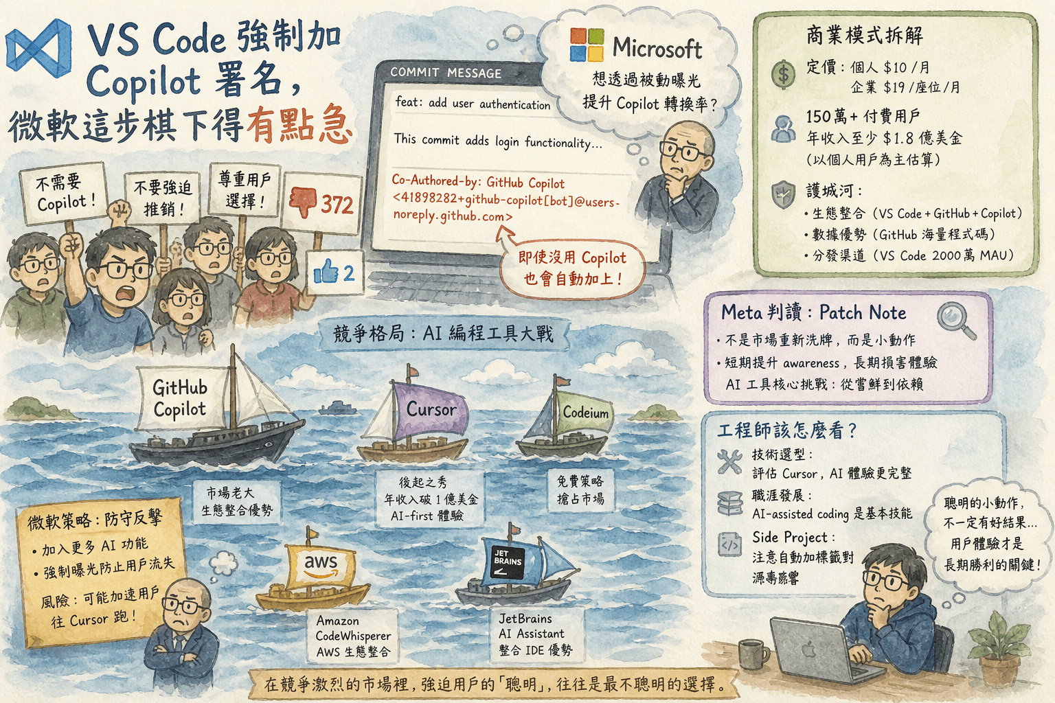 VS Code 強制標記 Copilot — 微軟這步棋下得有點急