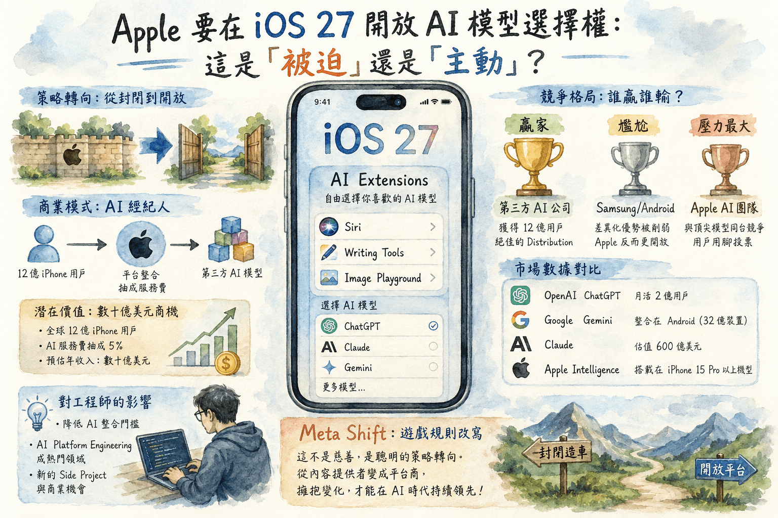 Apple 要讓你自己選 AI 模型了 — 封閉花園終於要開門?