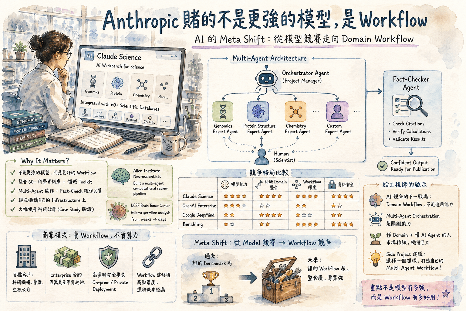 Anthropic 不靠新模型,靠 workflow 來搶科學家市場 — 這招對嗎?